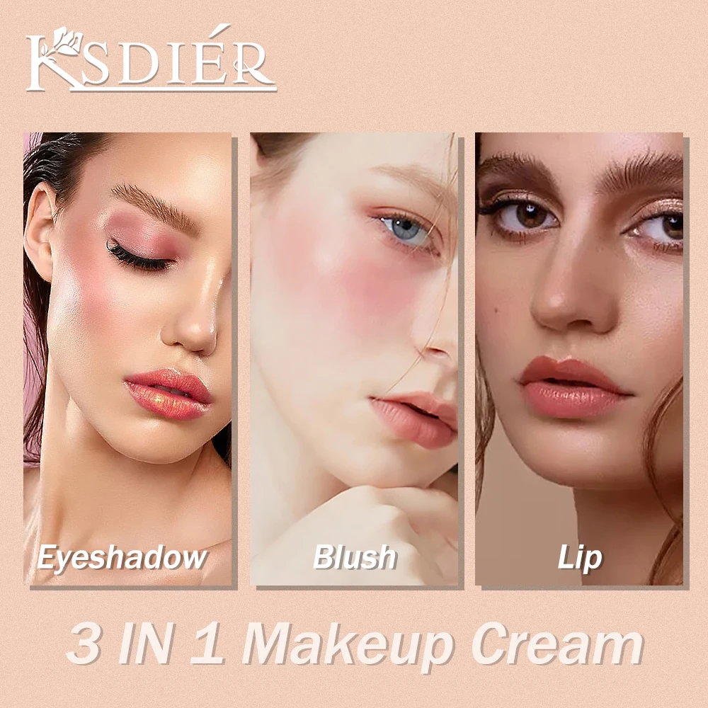 KSDIER 3-in-1 Make-up Cream: Waterproof, Lengthy-lasting Matte Components for Lips, Blush, and Eyeshadow - OEM/ODM Cosmetics Out there in Inventory