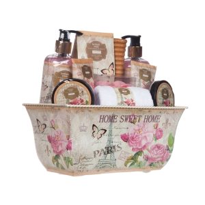 Romantic Rose Perfume Dwelling Spa Present Set: Bathe Gel and Physique Care Assortment for the Holidays