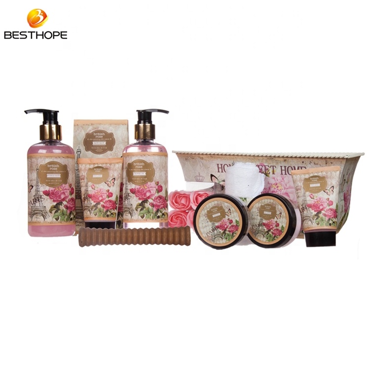 Romantic Rose Perfume Dwelling Spa Present Set: Bathe Gel and Physique Care Assortment for the Holidays